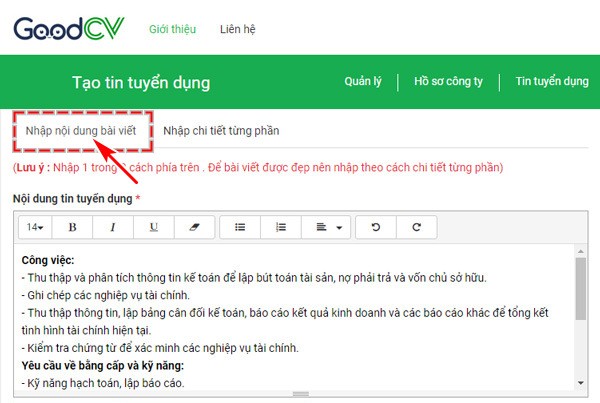 Tao tin tuyen dung thu hut ung vien