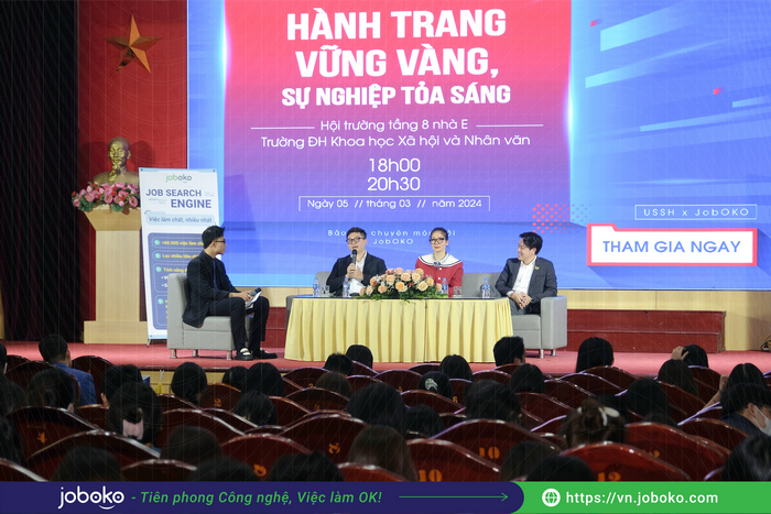 Ket noi doanh nghiep va ung vien tai Ngay hoi viec lam Truong DH KHXH NV