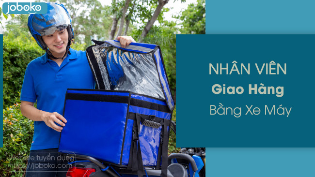 nhan vien giao hang bang xe may
