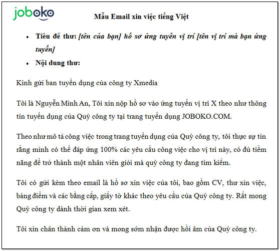 Gui cv xin viec qua email gom nhung gi