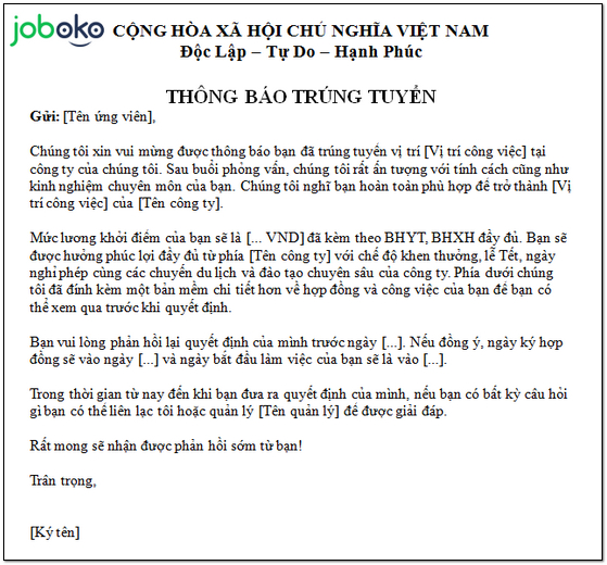 mau thong bao trung tuyen