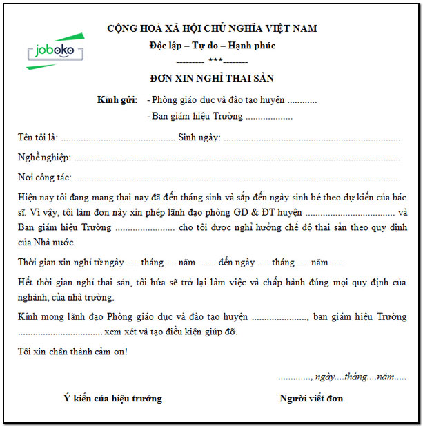 mau don xin nghi thai san 3