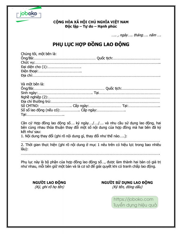 mau phu luc hop dong la gi cac mau phu luc hop dong hien nay 6