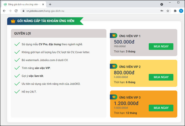 cach nang cap tai khoan ung vien joboko 3