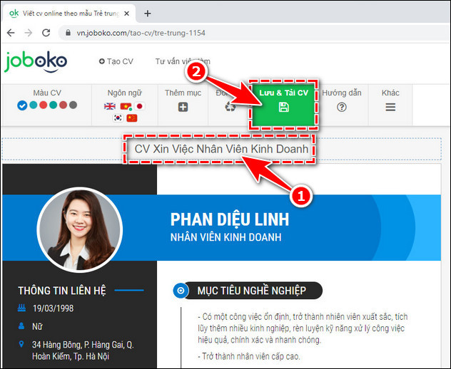 cach tao cv ung vien joboko 7
