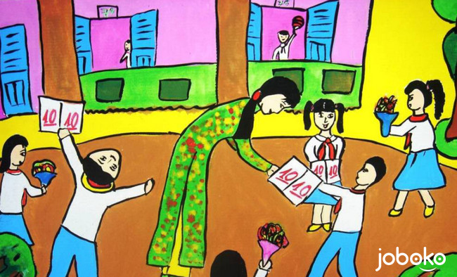 tranh ve co giao va hoc sinh 10