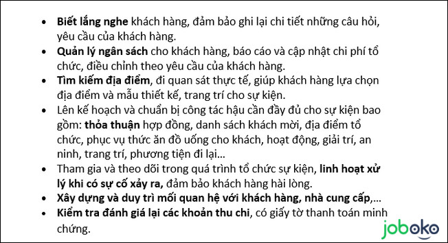 cach viet cv xin viec nhan vien to chuc su kien 2